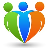 Logo of Partners friends teamwork business concept in heart shape vector