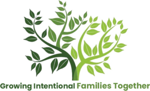 Illustration of two intertwined green leafy branches forming a circle.