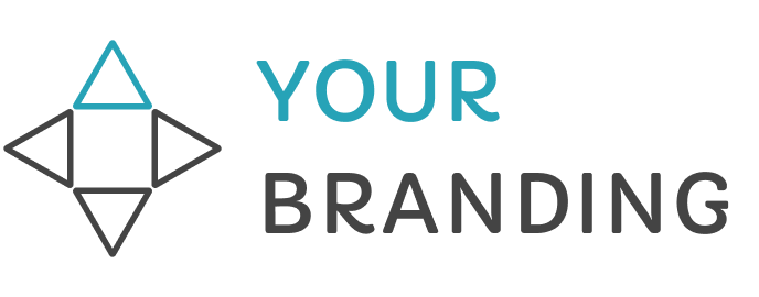 Simple logo design with 'YOUR' in blue and 'BRAND' in black.
