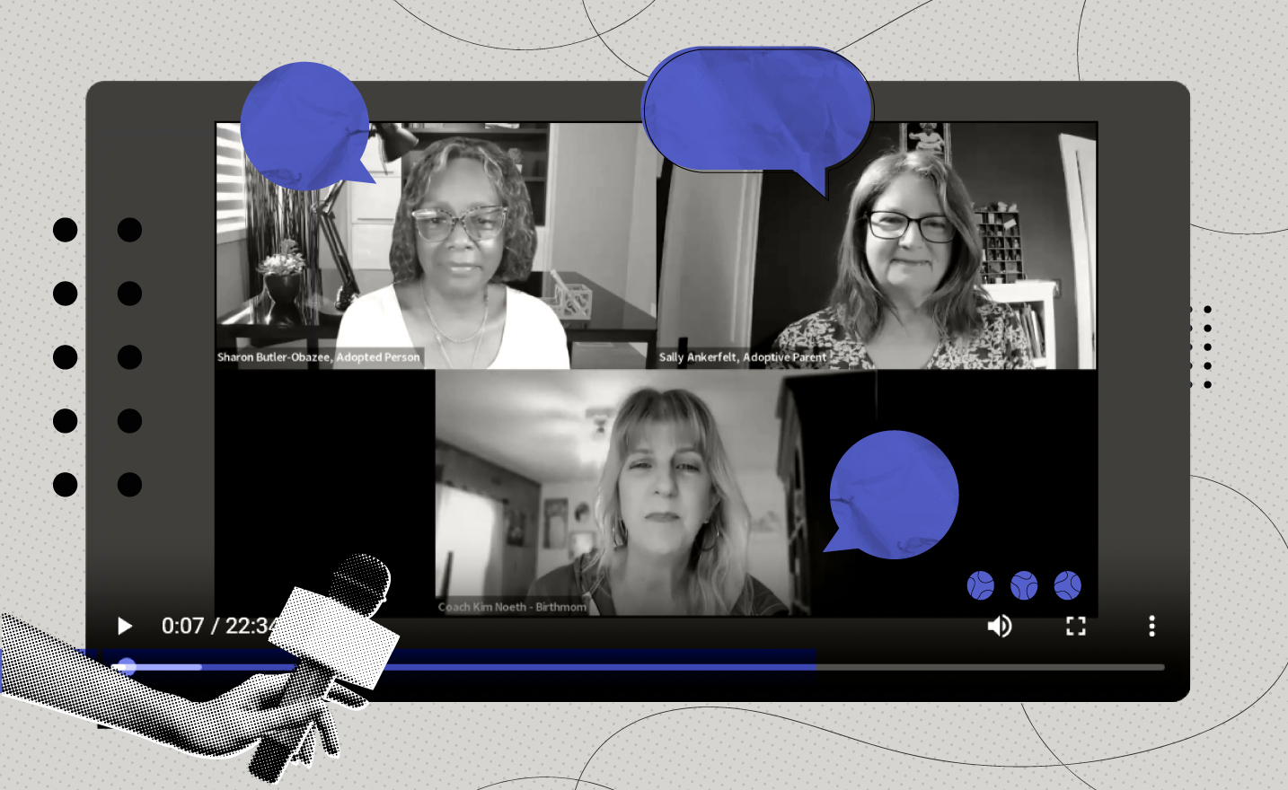 Sharon Butler-Obazee, Sally Ankerfelt and Kim Noeth in a GIFT podcast video conversation